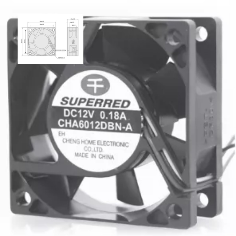 Μαύρος 60x60x25 12V μολύβδου ΣΥΝΕΧΩΝ ανεμιστήρων AWG26 μαγκάών/μικροκυμάτων/ψυγείων ανεμιστήρας καλωδίων